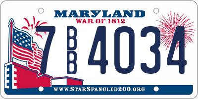 MD license plate 7BB4034