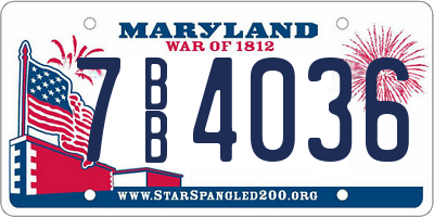 MD license plate 7BB4036