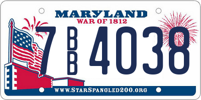 MD license plate 7BB4038