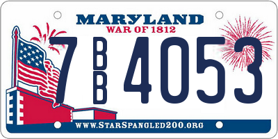 MD license plate 7BB4053