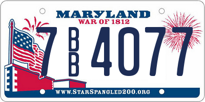 MD license plate 7BB4077