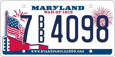MD license plate 7BB4098