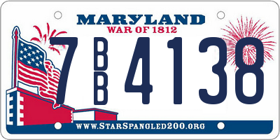 MD license plate 7BB4138