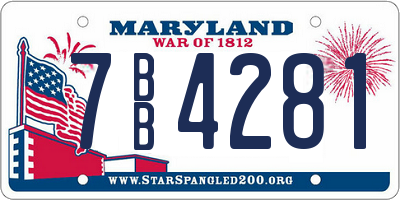MD license plate 7BB4281
