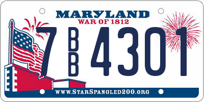 MD license plate 7BB4301