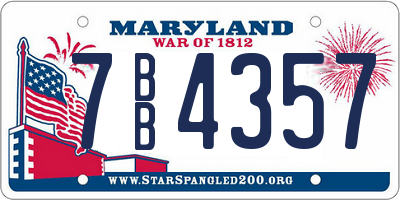 MD license plate 7BB4357