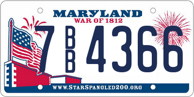MD license plate 7BB4366