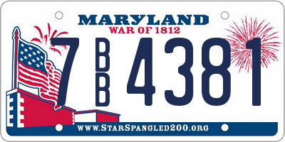 MD license plate 7BB4381