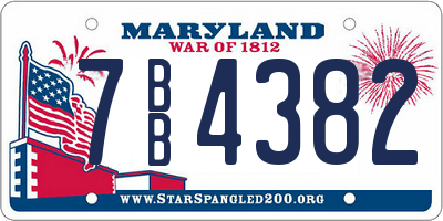 MD license plate 7BB4382