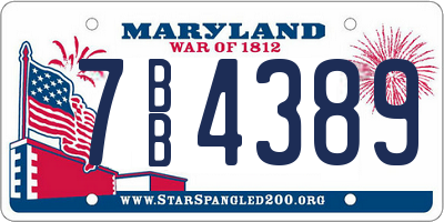 MD license plate 7BB4389