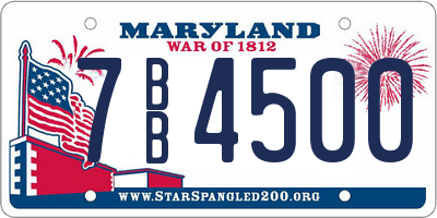 MD license plate 7BB4500