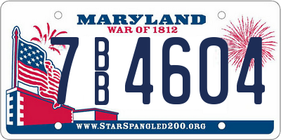 MD license plate 7BB4604
