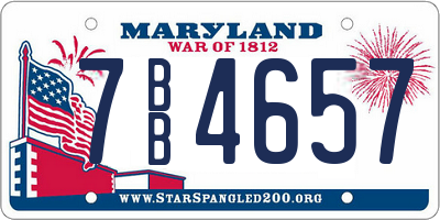 MD license plate 7BB4657
