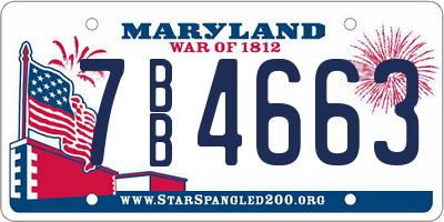 MD license plate 7BB4663