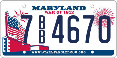 MD license plate 7BB4670