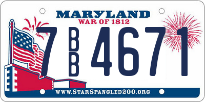 MD license plate 7BB4671