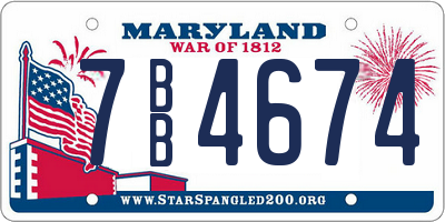 MD license plate 7BB4674