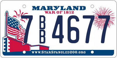 MD license plate 7BB4677