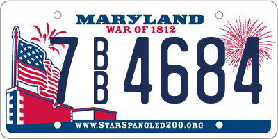 MD license plate 7BB4684
