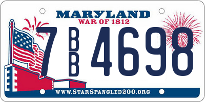 MD license plate 7BB4698
