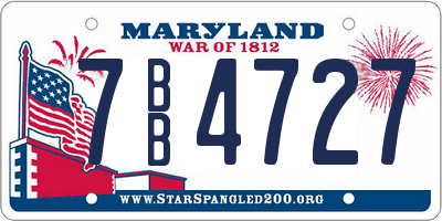 MD license plate 7BB4727
