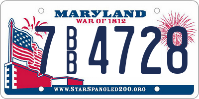 MD license plate 7BB4728