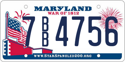 MD license plate 7BB4756