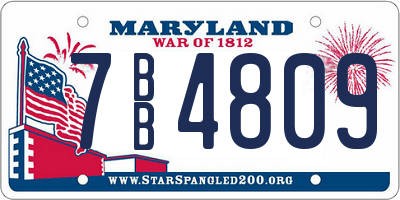 MD license plate 7BB4809