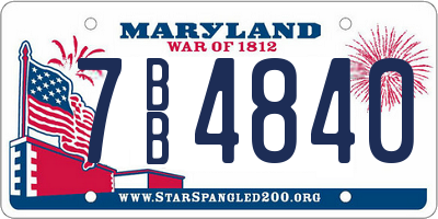 MD license plate 7BB4840