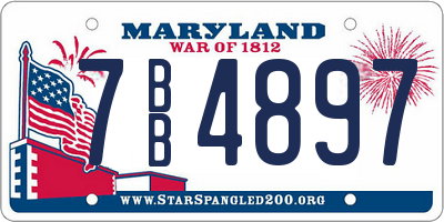 MD license plate 7BB4897