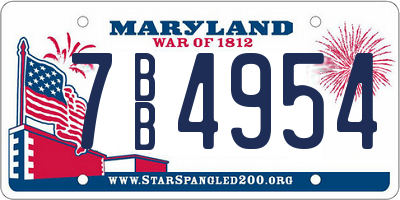MD license plate 7BB4954
