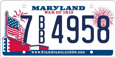 MD license plate 7BB4958