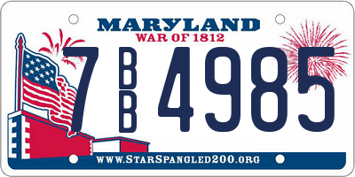 MD license plate 7BB4985