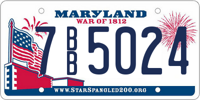 MD license plate 7BB5024