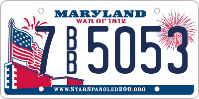 MD license plate 7BB5053