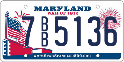 MD license plate 7BB5136
