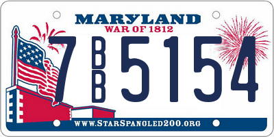 MD license plate 7BB5154