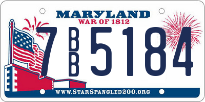 MD license plate 7BB5184
