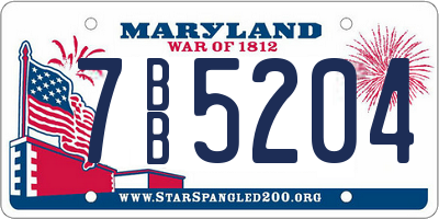 MD license plate 7BB5204
