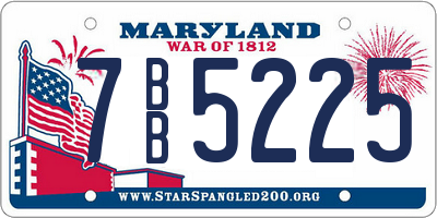 MD license plate 7BB5225