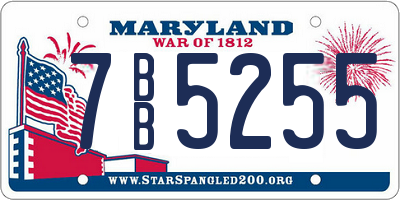 MD license plate 7BB5255