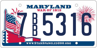 MD license plate 7BB5316