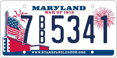 MD license plate 7BB5341
