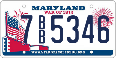 MD license plate 7BB5346