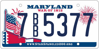MD license plate 7BB5377