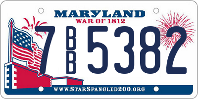 MD license plate 7BB5382