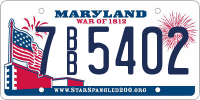MD license plate 7BB5402