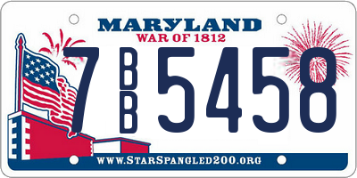 MD license plate 7BB5458