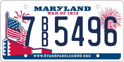 MD license plate 7BB5496