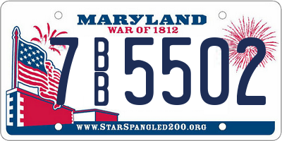 MD license plate 7BB5502